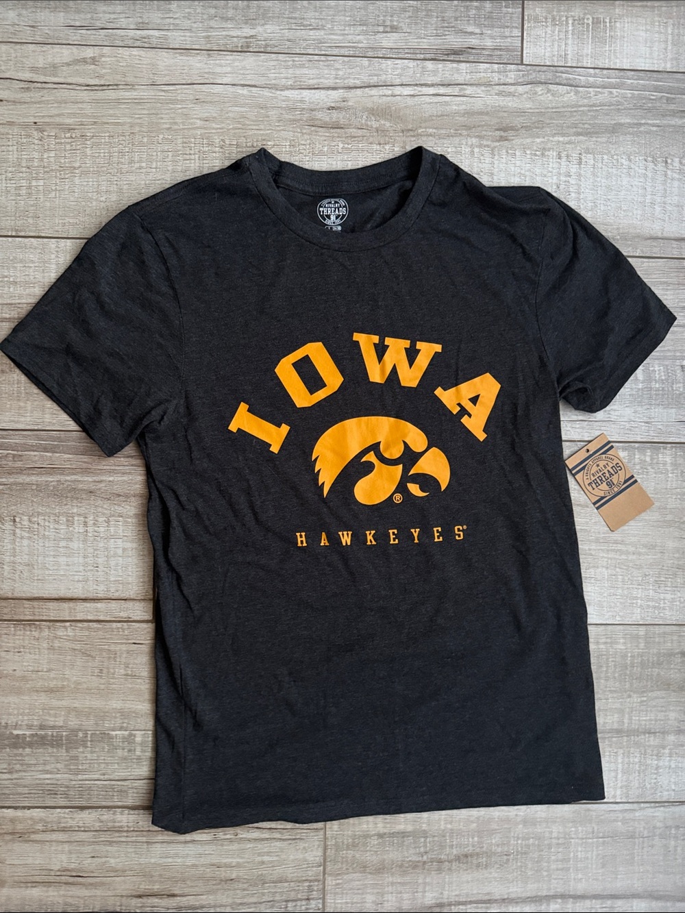Rivalry Threads Black Iowa Hawkeyes Short Sleeve Tee with Gold Logo
